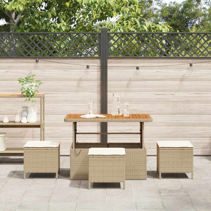 Garten Essgruppe Beige Poly Rattan