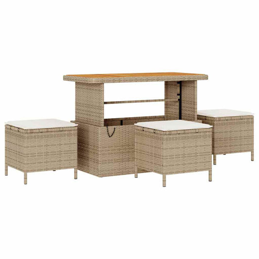 Garten Essgruppe Beige Poly Rattan