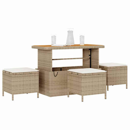 Garten Essgruppe Beige Poly Rattan