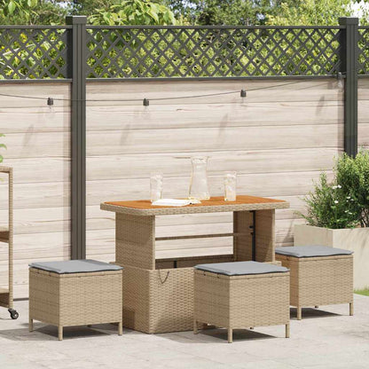 Garten Essgruppe Beige Poly Rattan