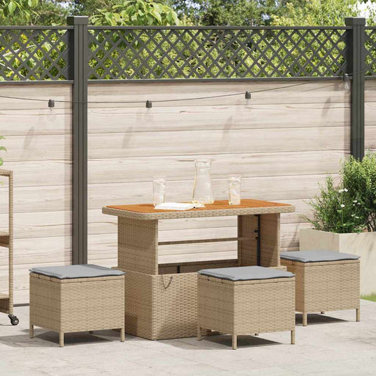 Garten Essgruppe Beige Poly Rattan