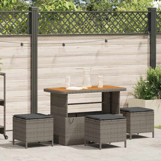 Garten Essgruppe Grau Poly Rattan
