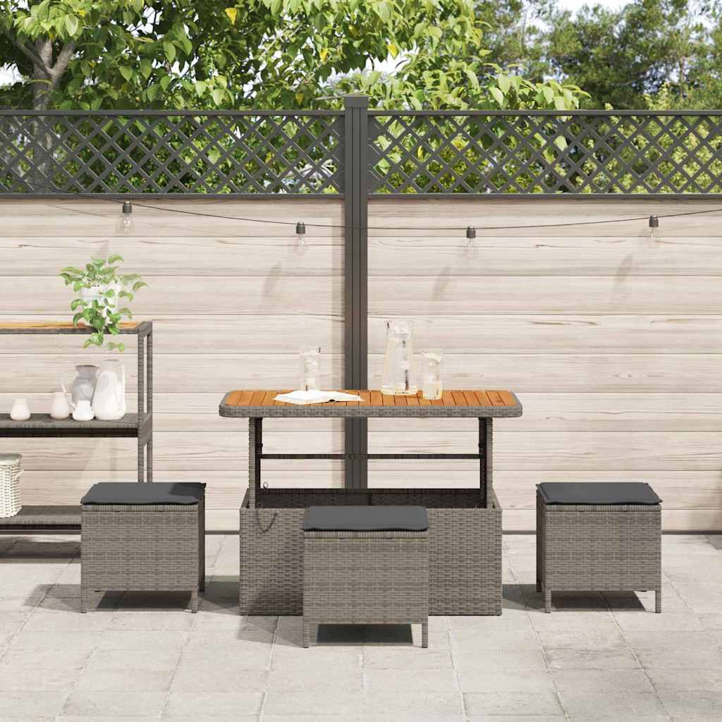 Garten Essgruppe Grau Poly Rattan