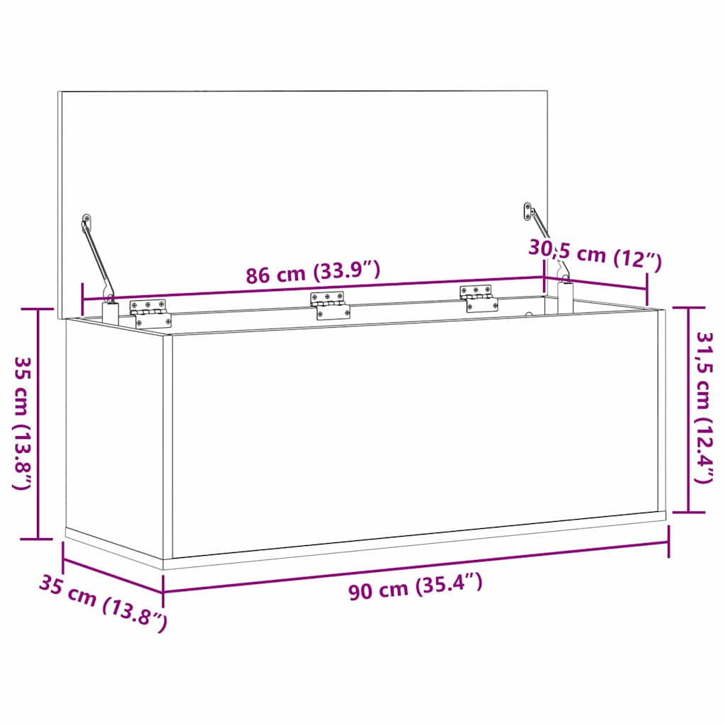 Aufbewahrungsbox Altholz 90 x 35 x 35 cm Holzwerkstoff
