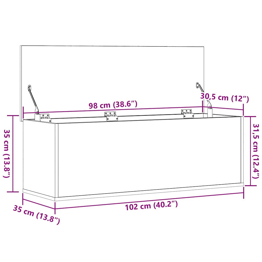 Aufbewahrungsbox Schwarze Eiche 102 x 35 x 35 cm Holzwerkstoff