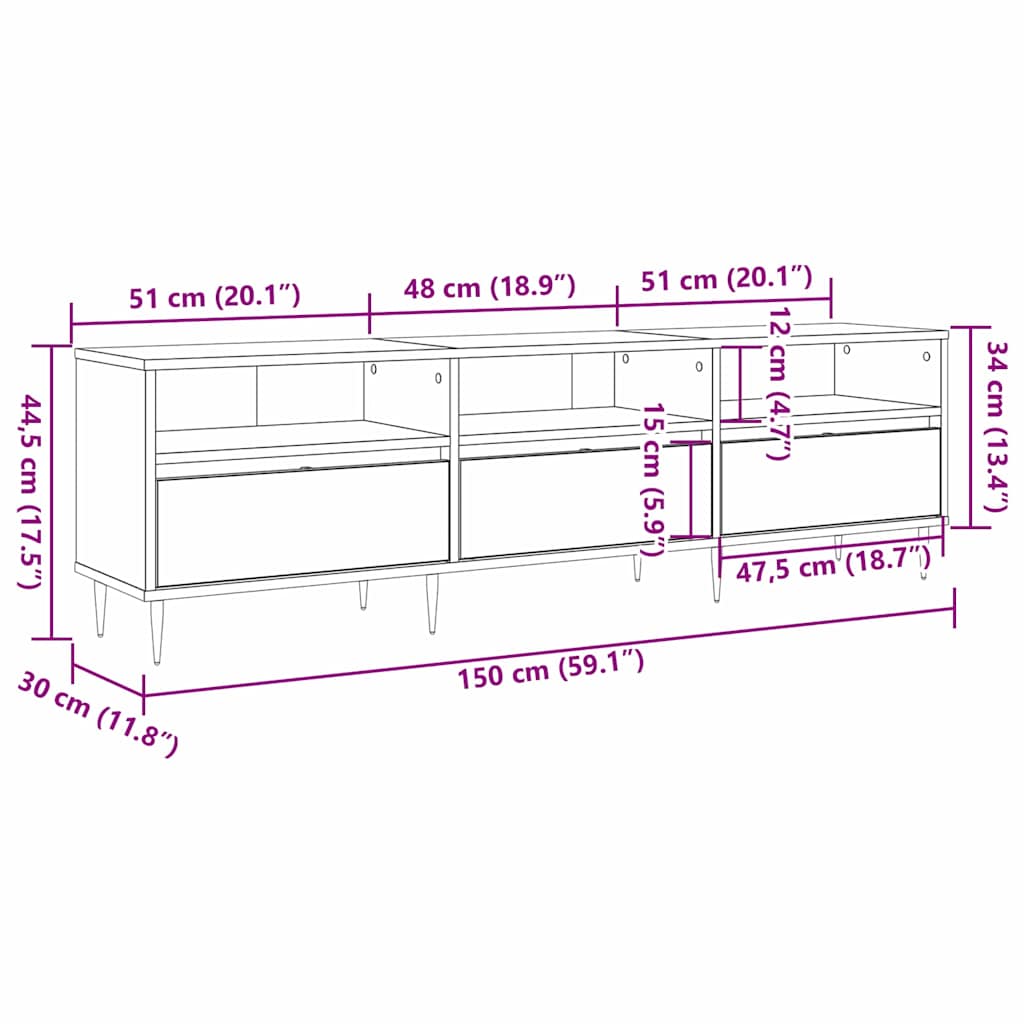 TV-Schränk Altholz 150 x 30 x 44.5 cm Holzwerkstoff