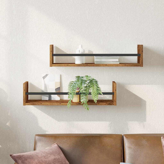 Wandregal mit Regal 2 pcs Altholz 60 x 16 x 14 cm Holzwerkstoff