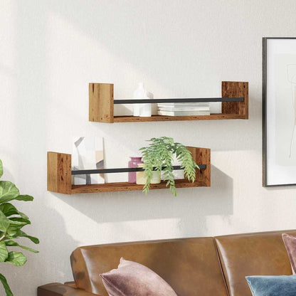 Wandregal mit Regal 2 pcs Altholz 60 x 16 x 14 cm Holzwerkstoff