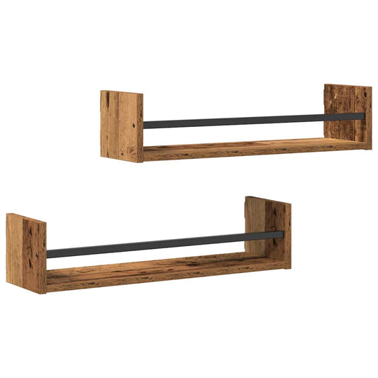 Wandregal mit Regal 2 pcs Altholz 60 x 16 x 14 cm Holzwerkstoff
