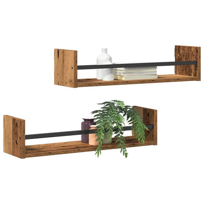 Wandregal mit Regal 2 pcs Altholz 60 x 16 x 14 cm Holzwerkstoff