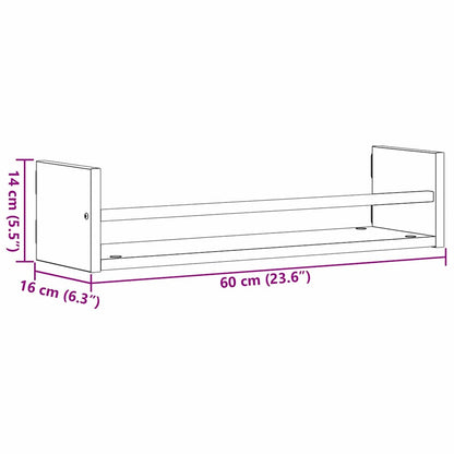 Wandregal mit Regal 2 pcs Altholz 60 x 16 x 14 cm Holzwerkstoff
