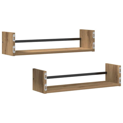Wandregal mit Regal 2 pcs Eiche handwerklich 60 x 16 x 14 cm