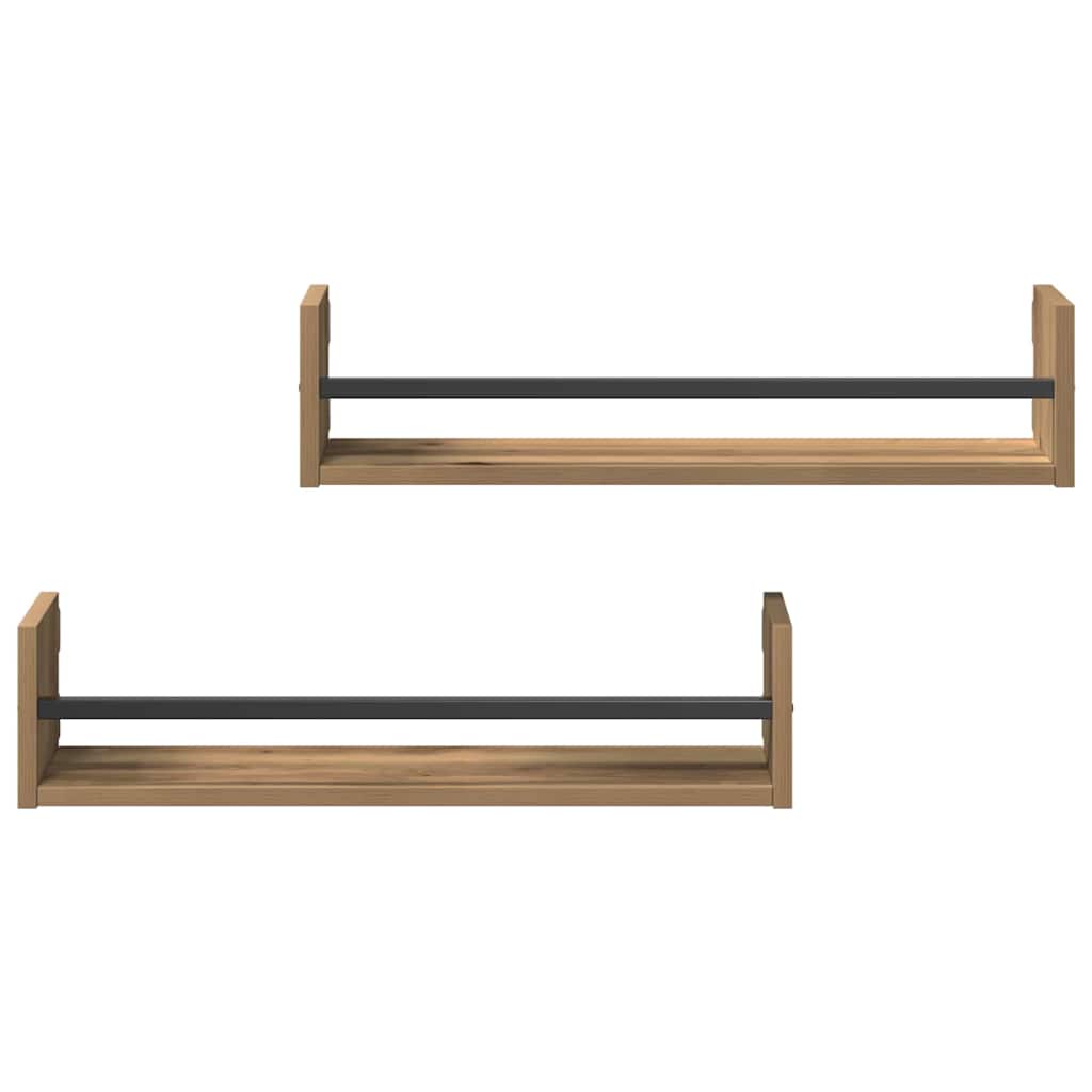 Wandregal mit Regal 2 pcs Eiche handwerklich 60 x 16 x 14 cm