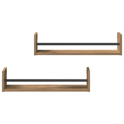 Wandregal mit Regal 2 pcs Eiche handwerklich 60 x 16 x 14 cm