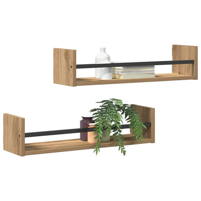 Wandregal mit Regal 2 pcs Eiche handwerklich 60 x 16 x 14 cm