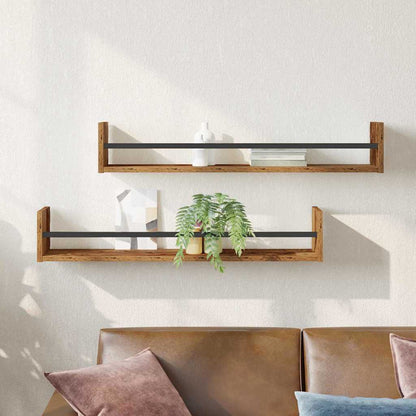 Wandregal mit Regal 2 pcs Altholz 80 x 16 x 14 cm Holzwerkstoff