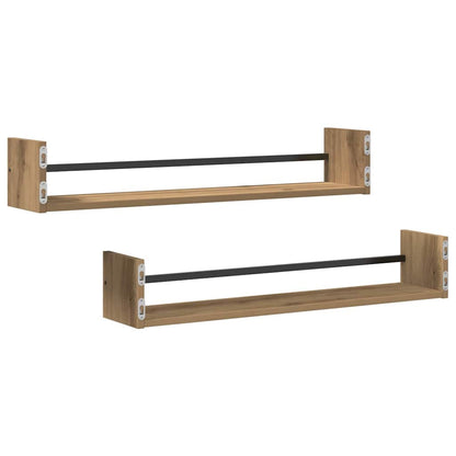 Wandregal mit Regal 2 pcs Eiche handwerklich 80 x 16 x 14 cm