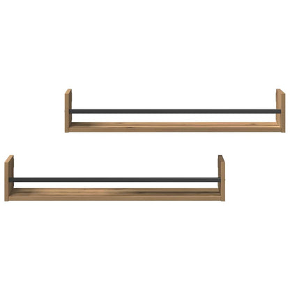 Wandregal mit Regal 2 pcs Eiche handwerklich 80 x 16 x 14 cm
