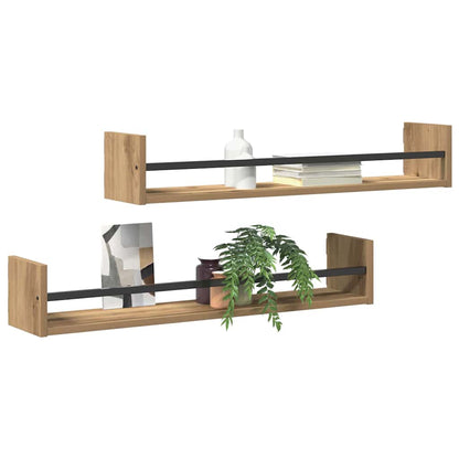 Wandregal mit Regal 2 pcs Eiche handwerklich 80 x 16 x 14 cm