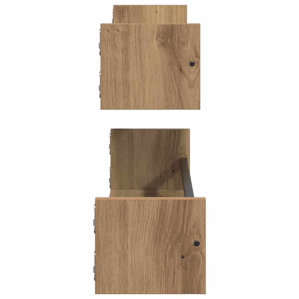 Wandregal mit Regal 2 pcs Eiche handwerklich 80 x 16 x 14 cm