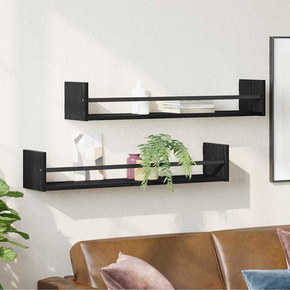 Wandregal 2 pcs Schwarze Eiche 80 x 16 x 14 cm Holzwerkstoff