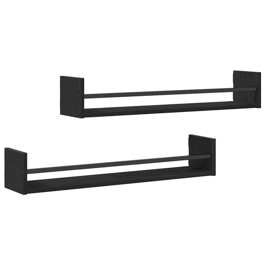Wandregal 2 pcs Schwarze Eiche 80 x 16 x 14 cm Holzwerkstoff