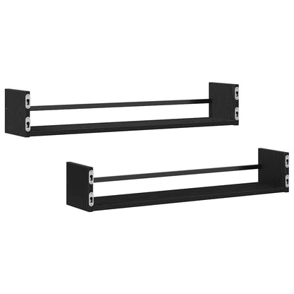 Wandregal 2 pcs Schwarze Eiche 80 x 16 x 14 cm Holzwerkstoff