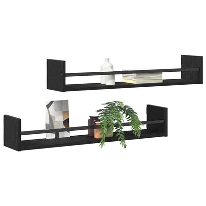 Wandregal 2 pcs Schwarze Eiche 80 x 16 x 14 cm Holzwerkstoff