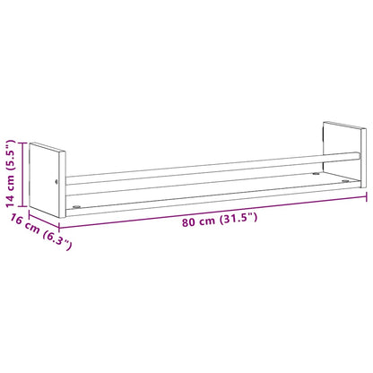 Wandregal 2 pcs Schwarze Eiche 80 x 16 x 14 cm Holzwerkstoff