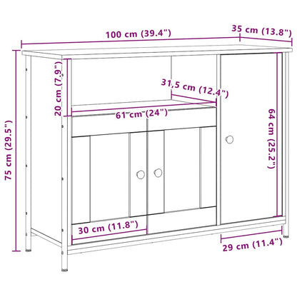Sideboard Eiche handwerklich 100 x 35 x 75 cm Holzwerkstoff