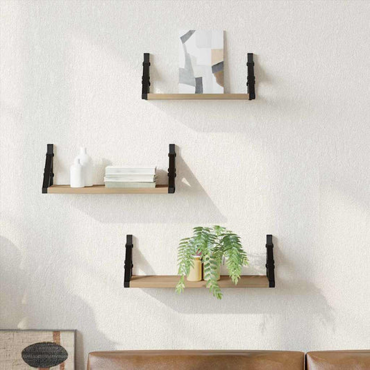 Wandregal-Set 3 pcs Eiche handwerklich 37 x 12 x 13 cm