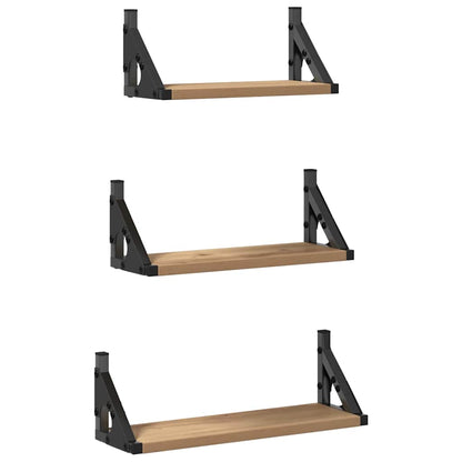 Wandregal-Set 3 pcs Eiche handwerklich 37 x 12 x 13 cm