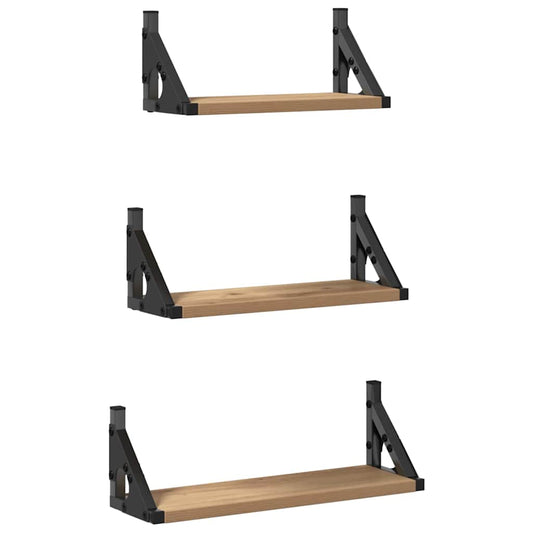 Wandregal-Set 3 pcs Eiche handwerklich 37 x 12 x 13 cm