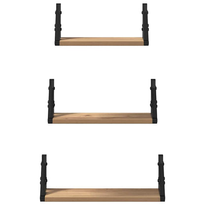 Wandregal-Set 3 pcs Eiche handwerklich 37 x 12 x 13 cm
