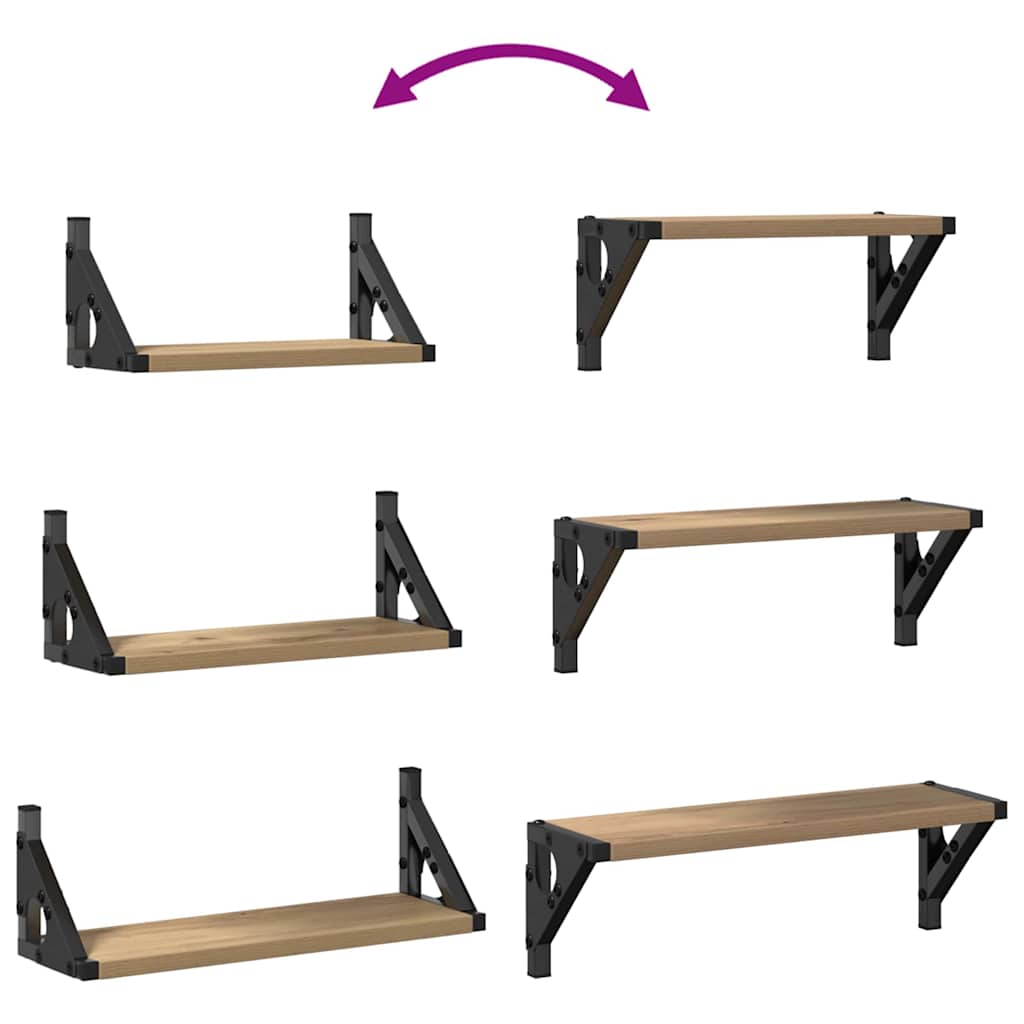 Wandregal-Set 3 pcs Eiche handwerklich 37 x 12 x 13 cm