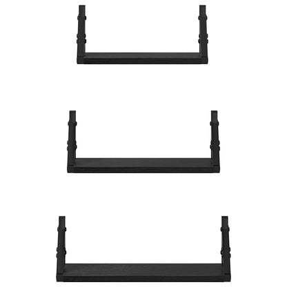 Wandregal-Set mit Regal 3 pcs Schwarze Eiche 37 x 12 x 13 cm