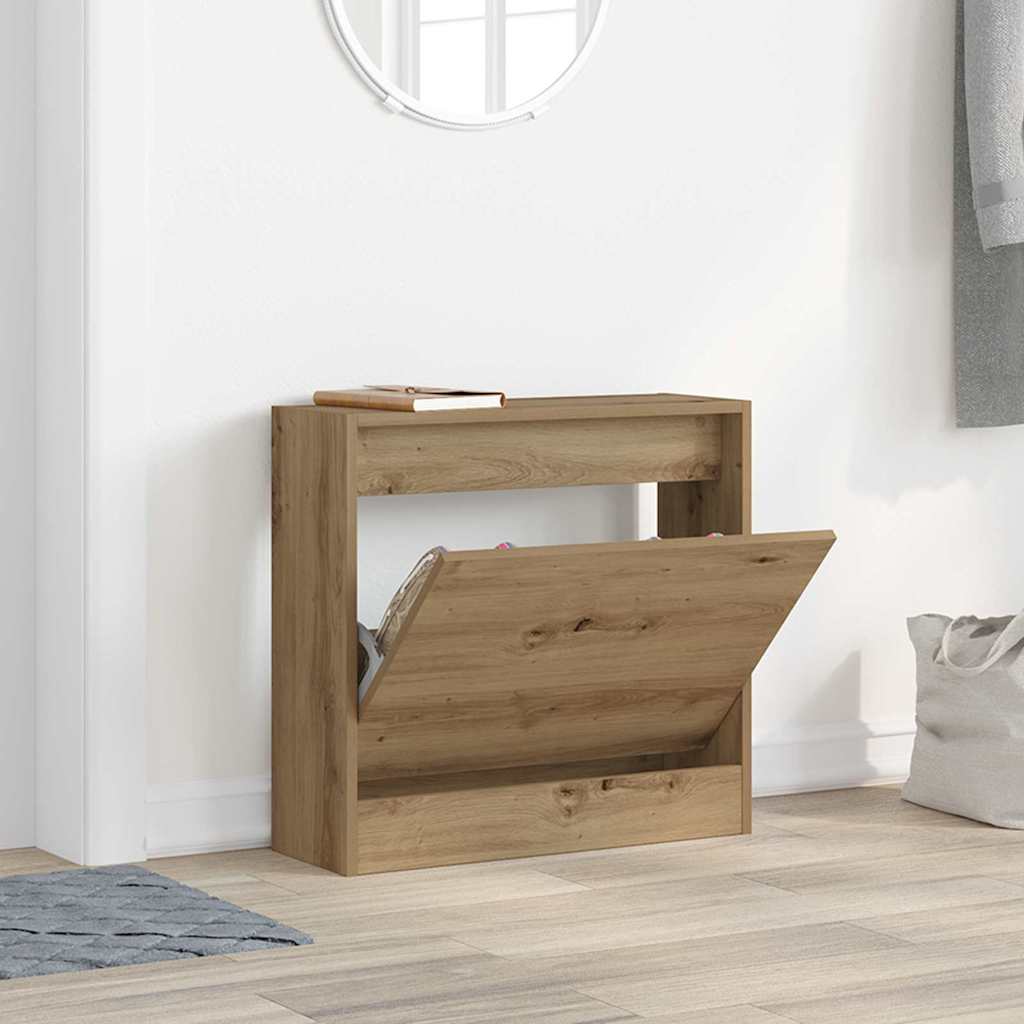 Schuhschrank Eiche handwerklich 60 x 21 x 57 cm Holzwerkstoff