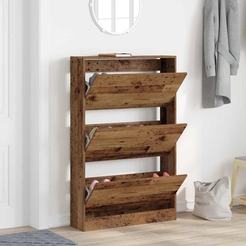 Schuhschrank mit Tür Altholz 80 x 21 x 125.5 cm Holzwerkstoff