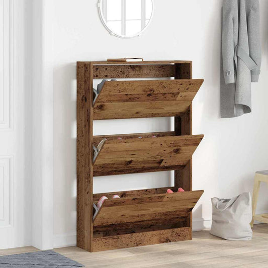 Schuhschrank mit Tür Altholz 80 x 21 x 125.5 cm Holzwerkstoff