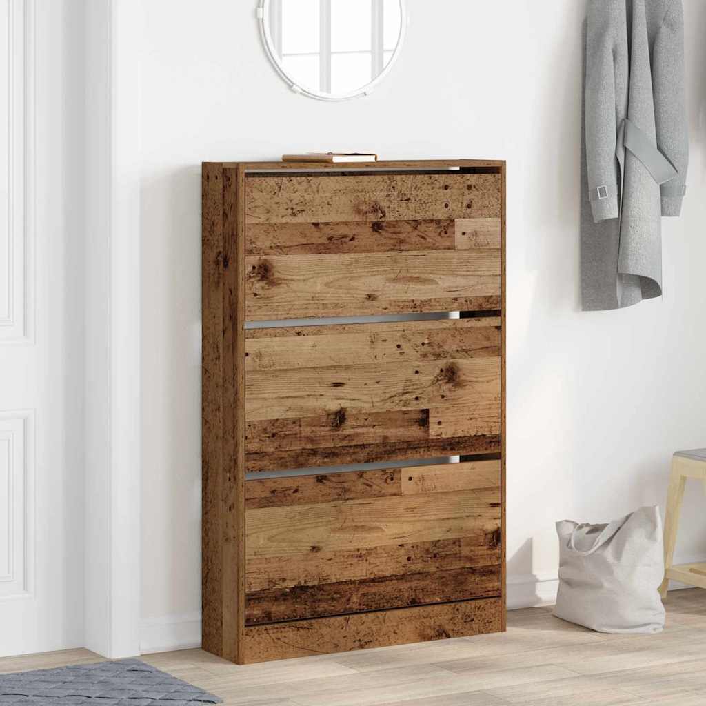 Schuhschrank mit Tür Altholz 80 x 21 x 125.5 cm Holzwerkstoff
