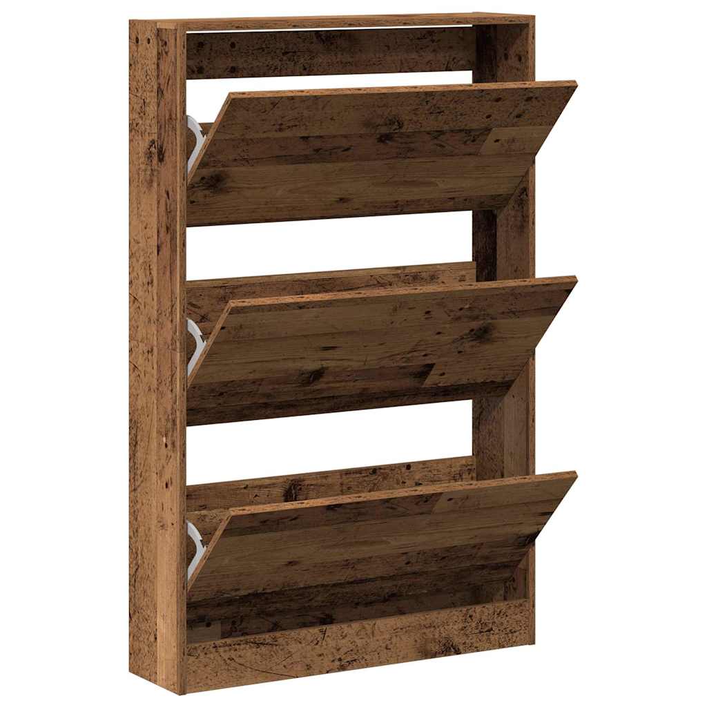 Schuhschrank mit Tür Altholz 80 x 21 x 125.5 cm Holzwerkstoff