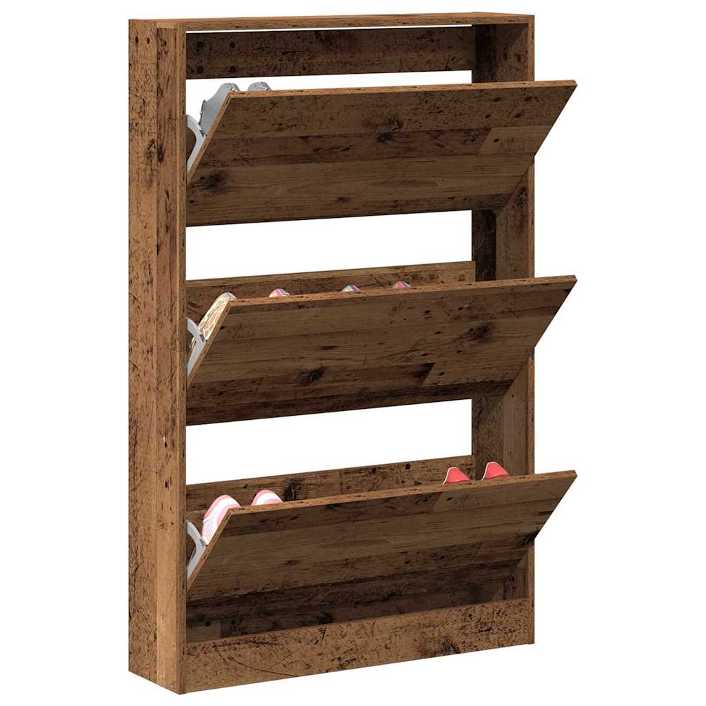 Schuhschrank mit Tür Altholz 80 x 21 x 125.5 cm Holzwerkstoff