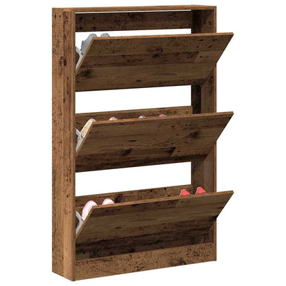 Schuhschrank mit Tür Altholz 80 x 21 x 125.5 cm Holzwerkstoff
