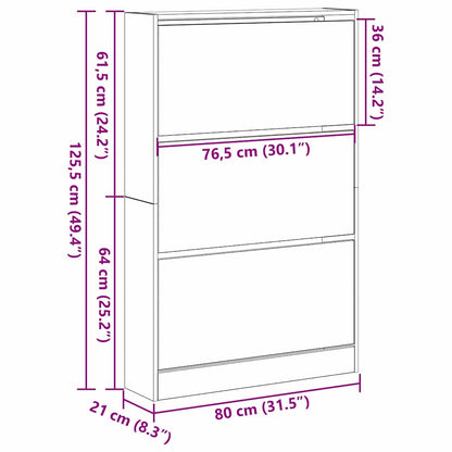 Schuhschrank mit Tür Altholz 80 x 21 x 125.5 cm Holzwerkstoff