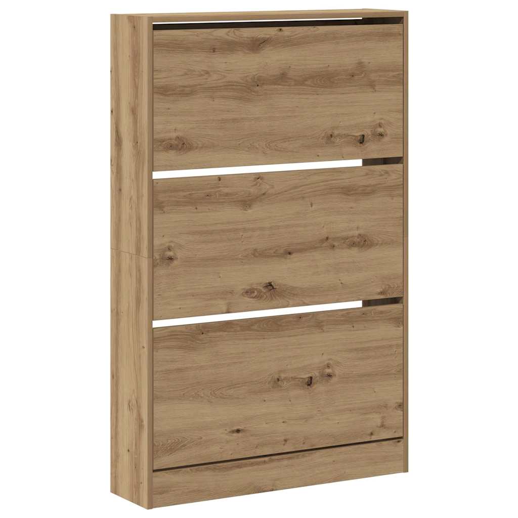 Schuhschrank mit Speicher Eiche handwerklich 80 x 21 x 125.5 cm