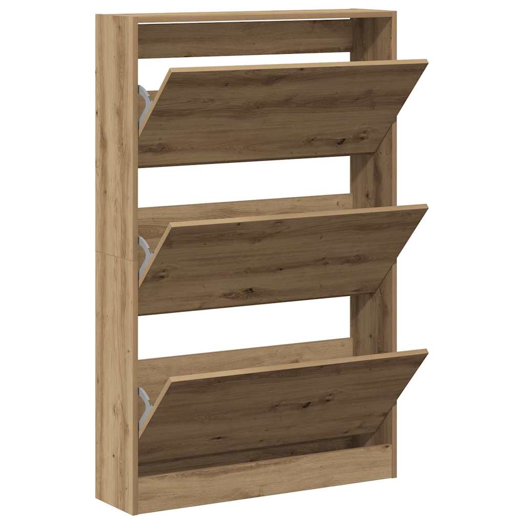 Schuhschrank mit Speicher Eiche handwerklich 80 x 21 x 125.5 cm