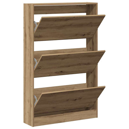 Schuhschrank mit Speicher Eiche handwerklich 80 x 21 x 125.5 cm