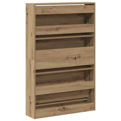 Schuhschrank mit Speicher Eiche handwerklich 80 x 21 x 125.5 cm