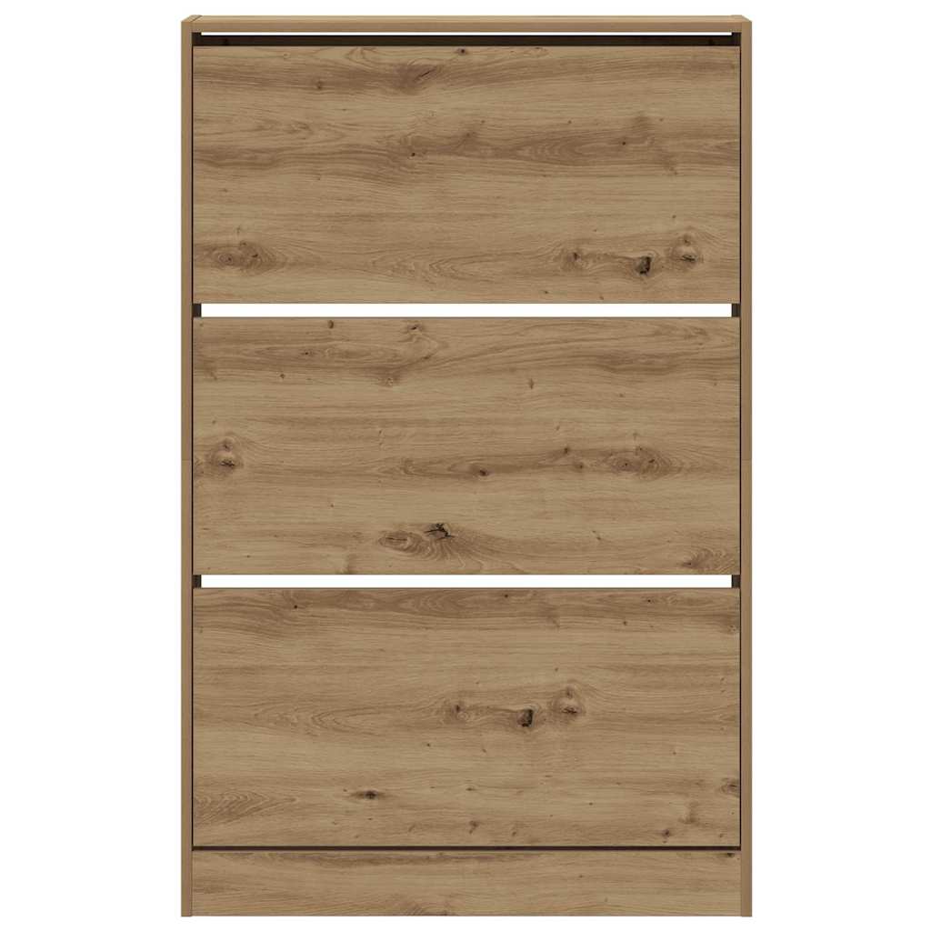 Schuhschrank mit Speicher Eiche handwerklich 80 x 21 x 125.5 cm