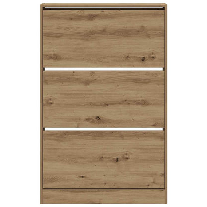 Schuhschrank mit Speicher Eiche handwerklich 80 x 21 x 125.5 cm